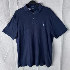 Polo Ralph Lauren Mens Custom Slim Fit Polo Shirt Navy Blue Cotton XL